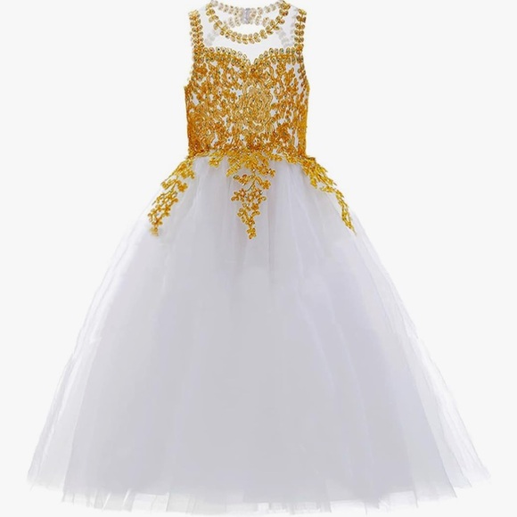 Elegant White and Gold Dress